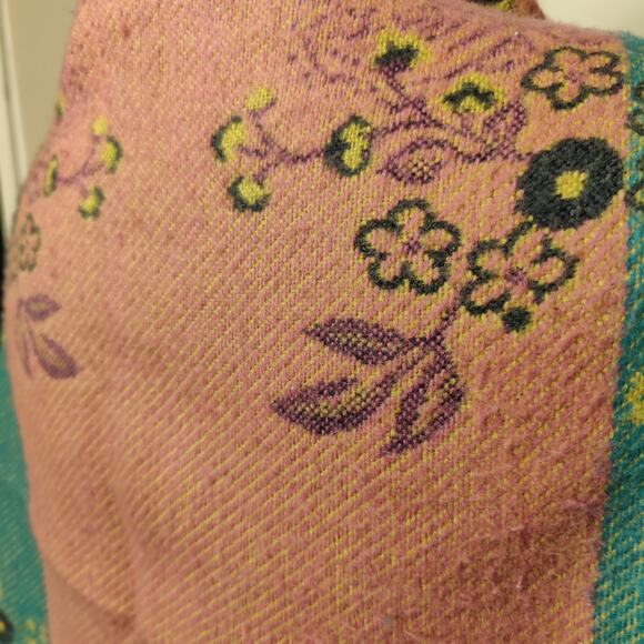 Cashmere Touch Super Soft Thick Floral Scarf or Shawl Colorful Colorblock Fringe - Picture 6 of 7